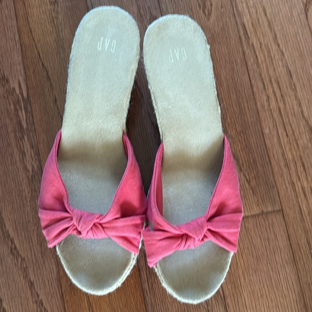 Women's Pink Espadrille Wedge Sandals - Picture 2 of 4